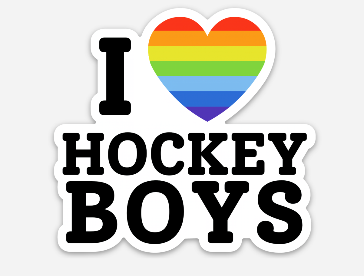 'I Love Hockey Boys' Pride Sticker